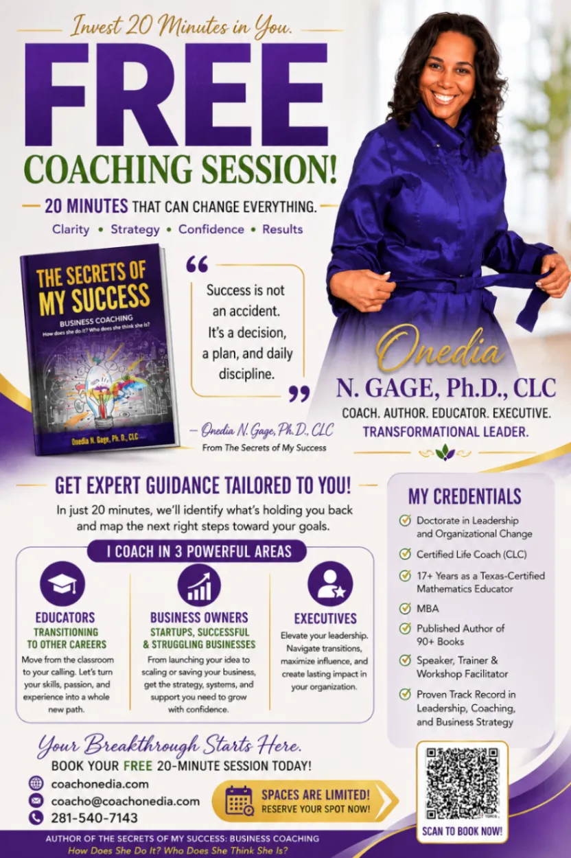 Free coaching session flyer for a twenty-minute coaching session